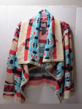 Moon Collection Women Emily Aztec Tribal Cardigan Large Long Sleeve Indian Twee